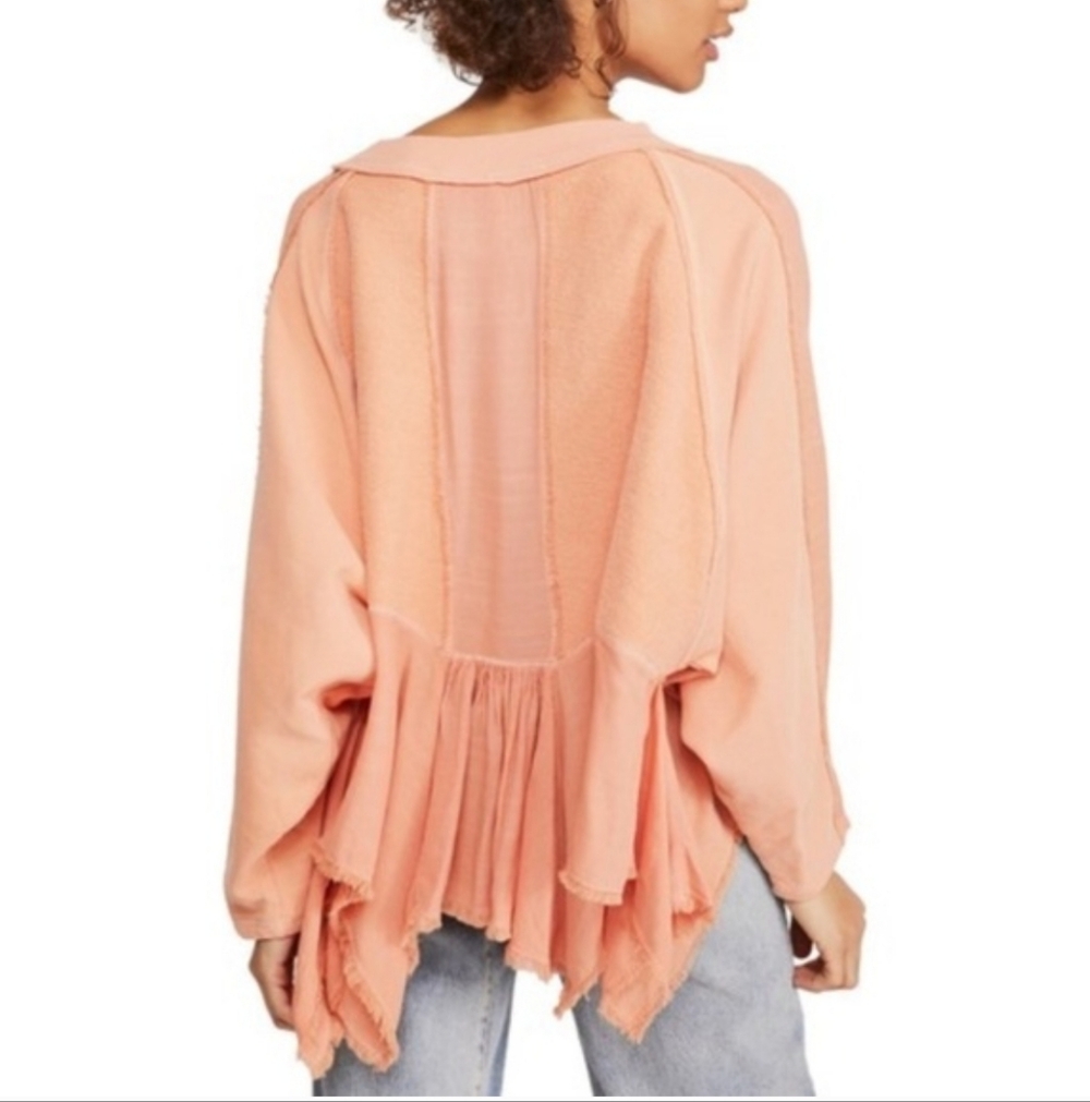 Free People Gold Duster Pullover Oversize Slouchy Asymmetric S Bermuda Sands NWT - Picture 5 of 14